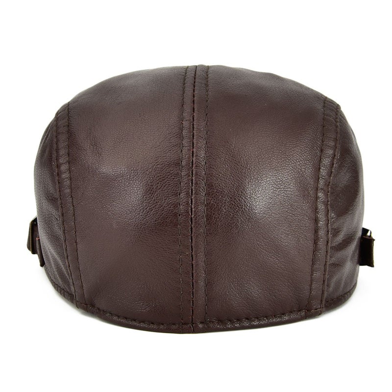 VOBOOM Men Women Adjustable Genuine Leather Ivy Cap Newsboy Hat (Brown) - Image 4